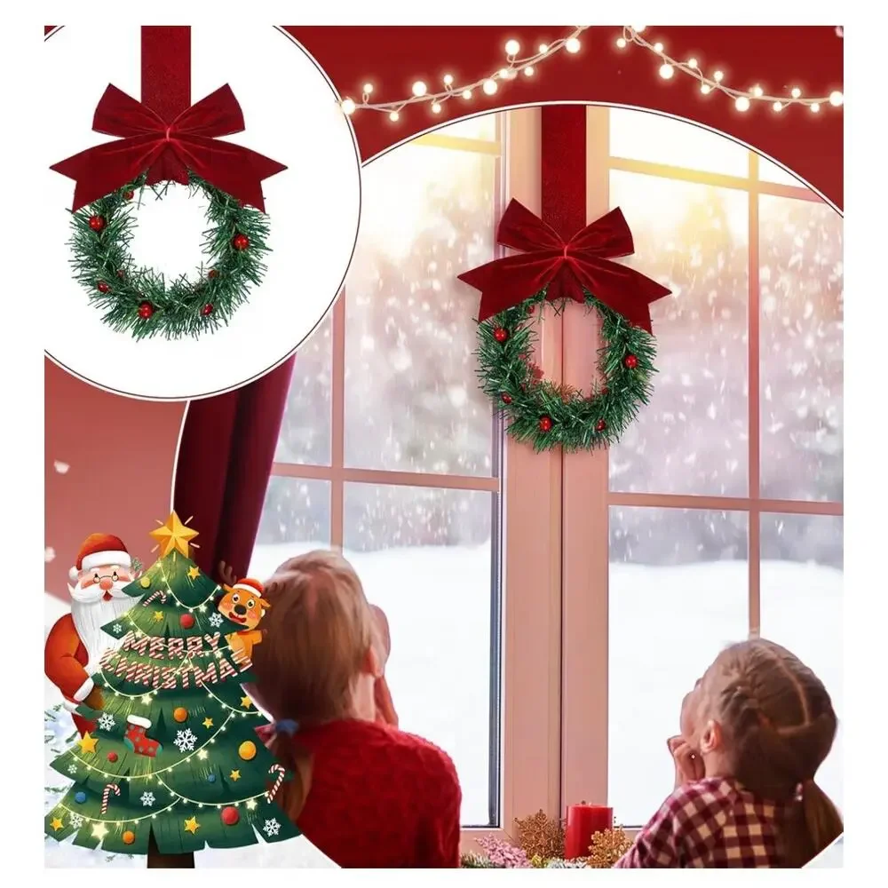Retrowavy 12 Pcs Christmas Kitchen Cabinet Wreaths with Ribbon (C97)